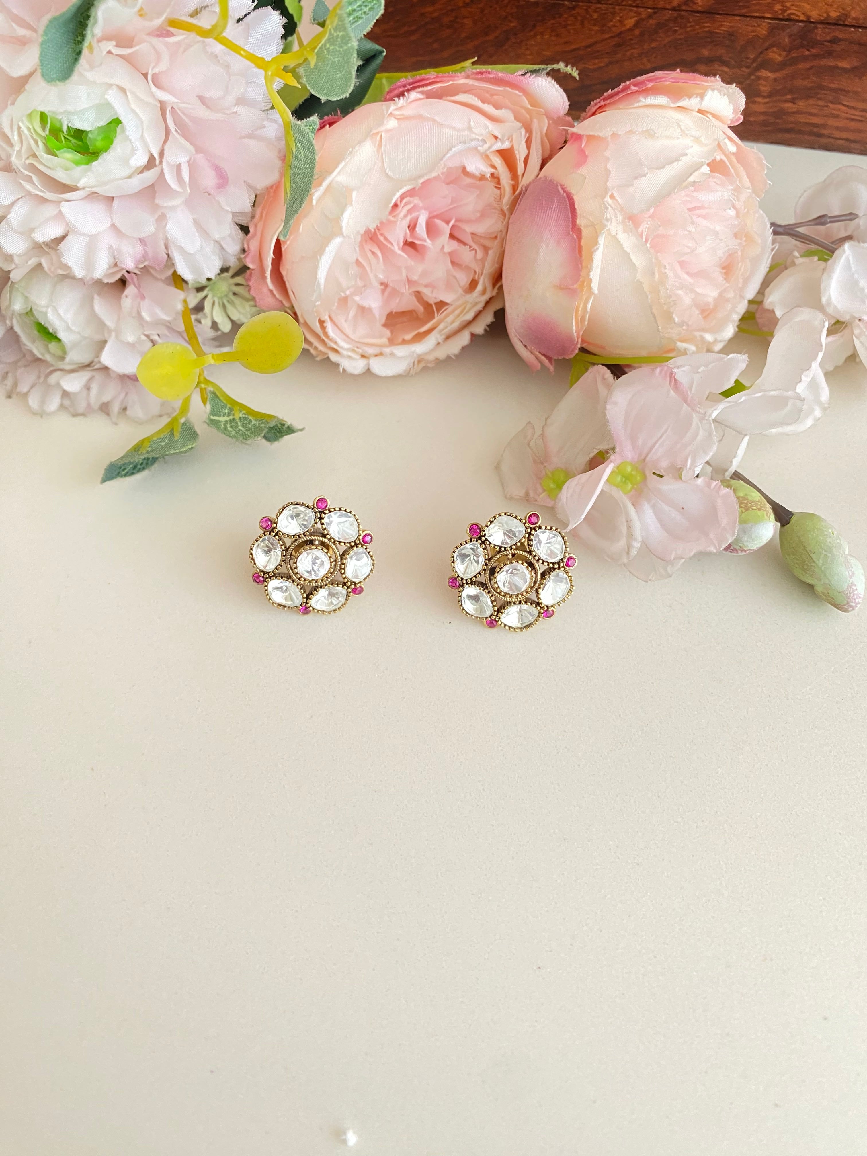 Moissanite Pink Studs