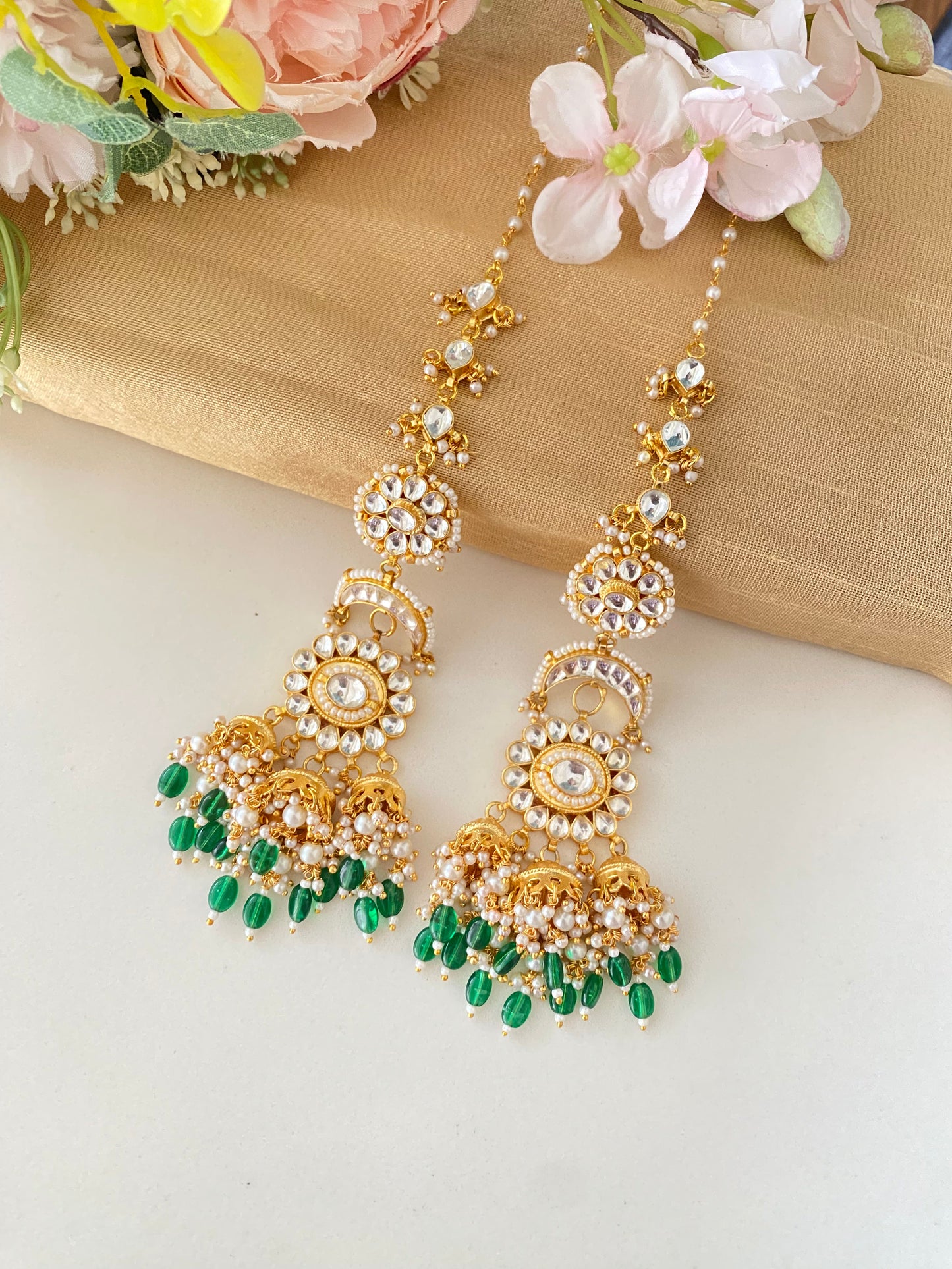 Gold plated Kundan Chandbaali Earring