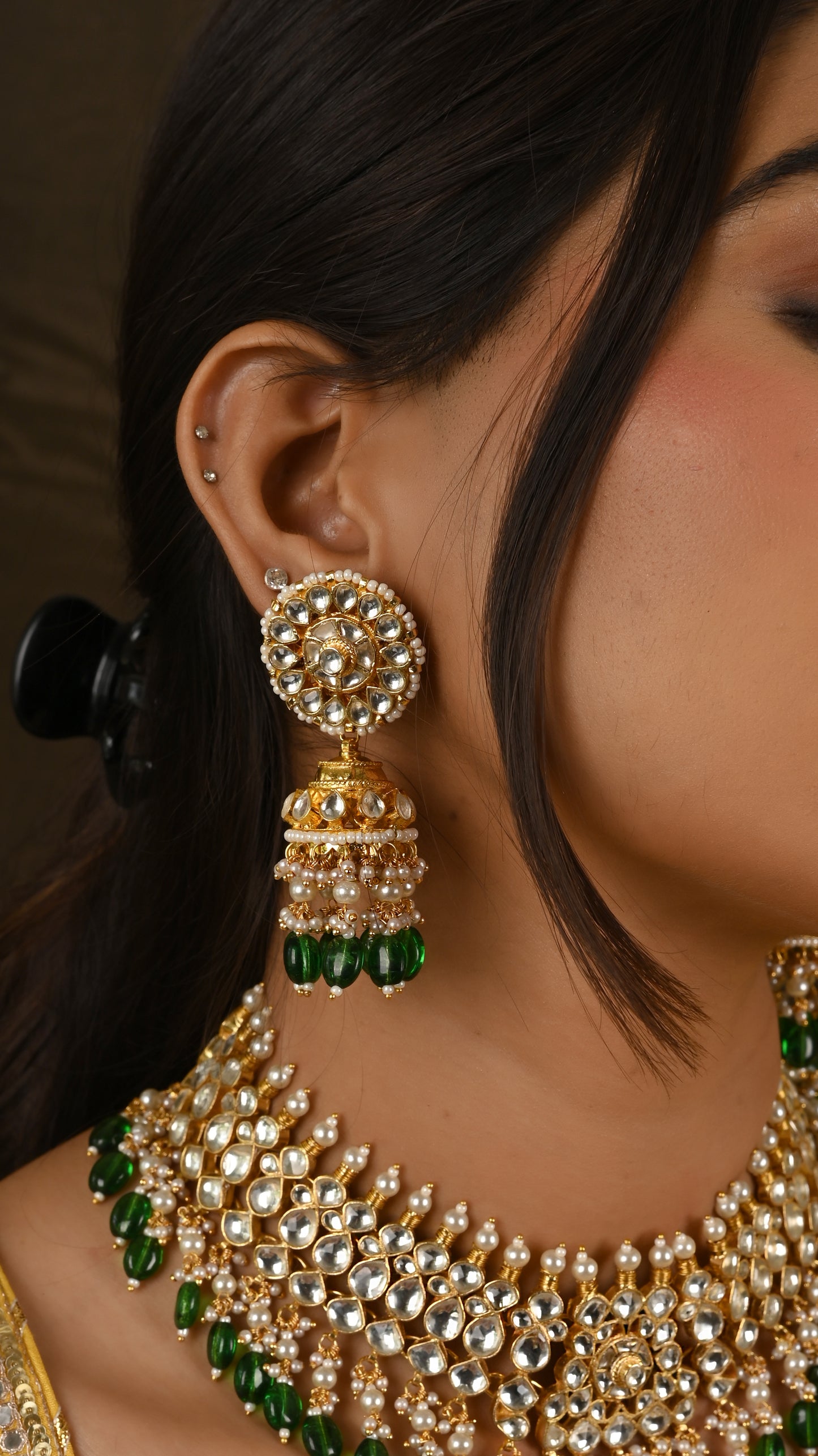 Kundan Necklace Set With Jhumka