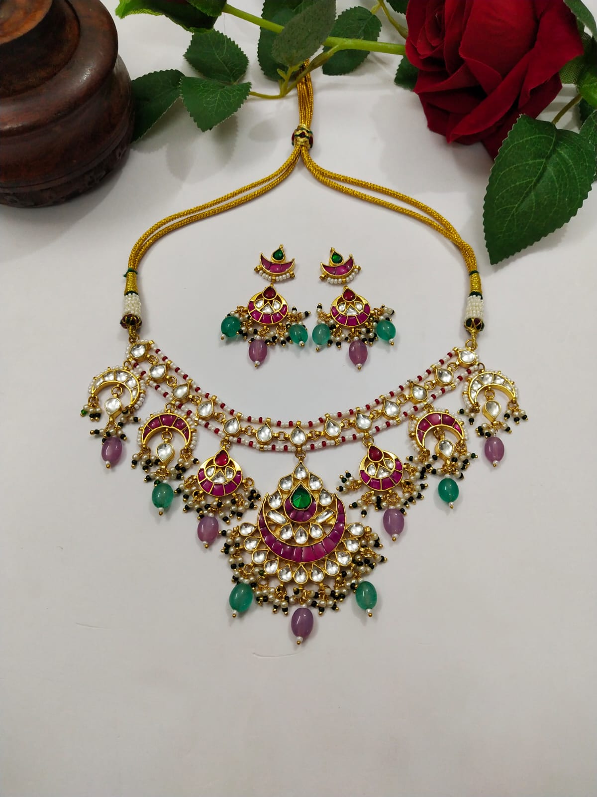 Kundan Pink Necklace Set