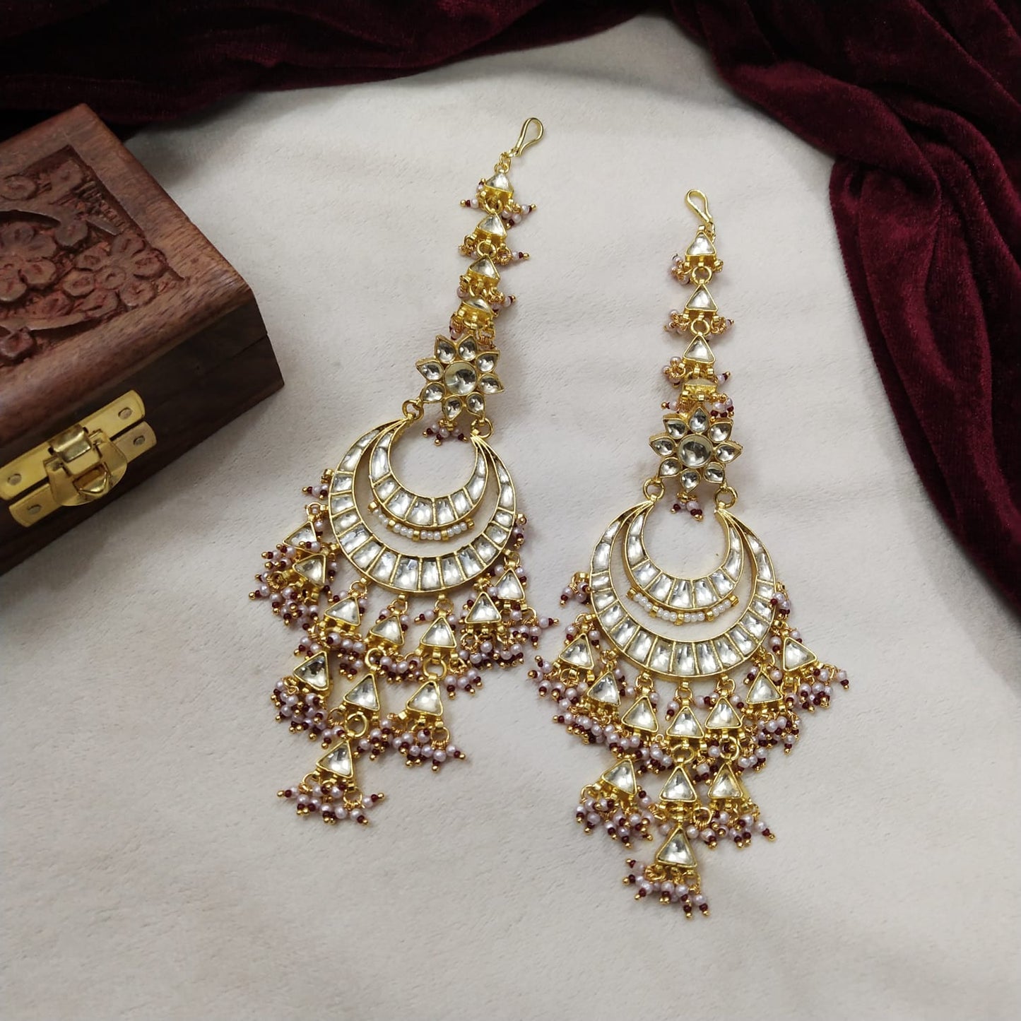 Gold plated Kundan Chandbali Earring