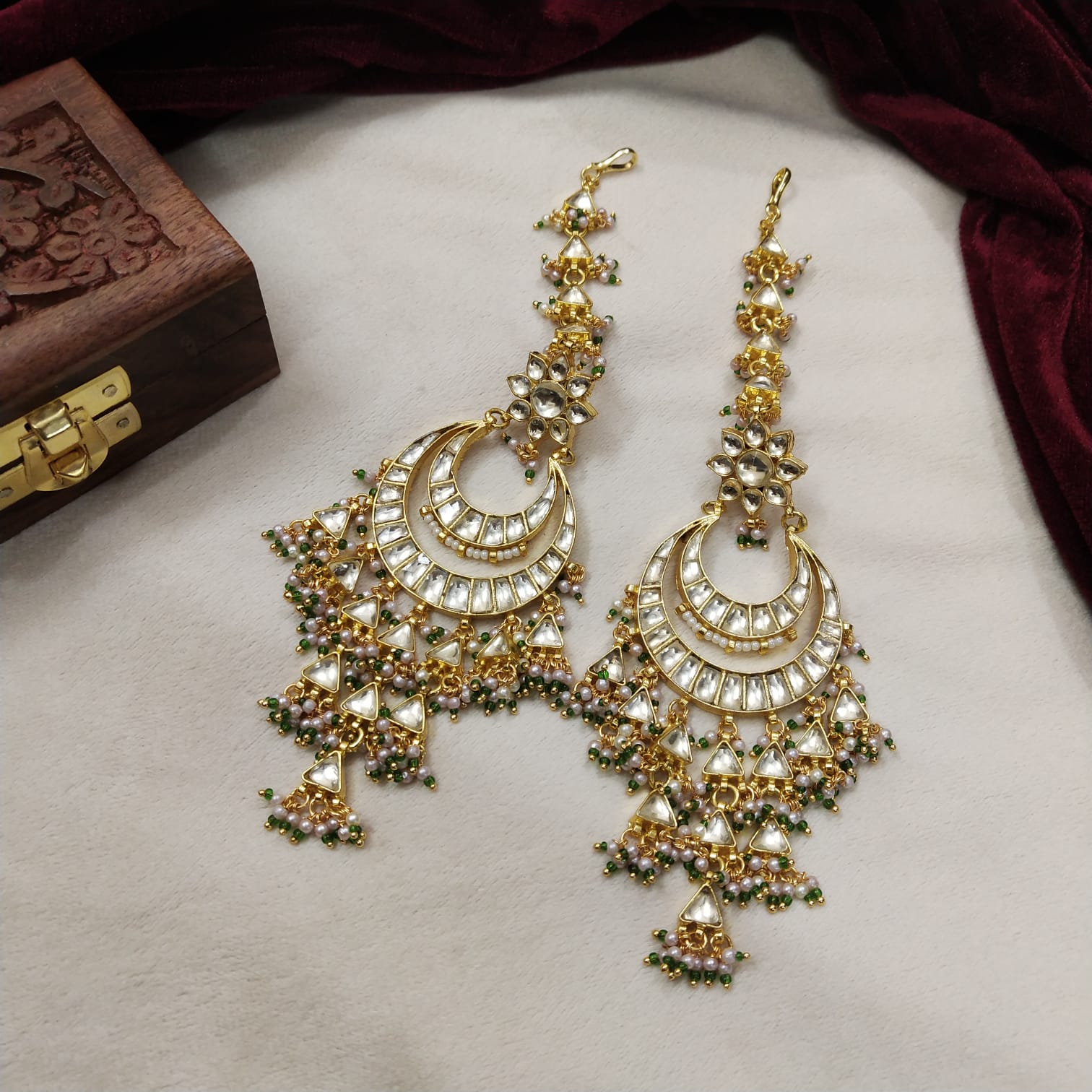 Gold plated Kundan Chandbali Earring