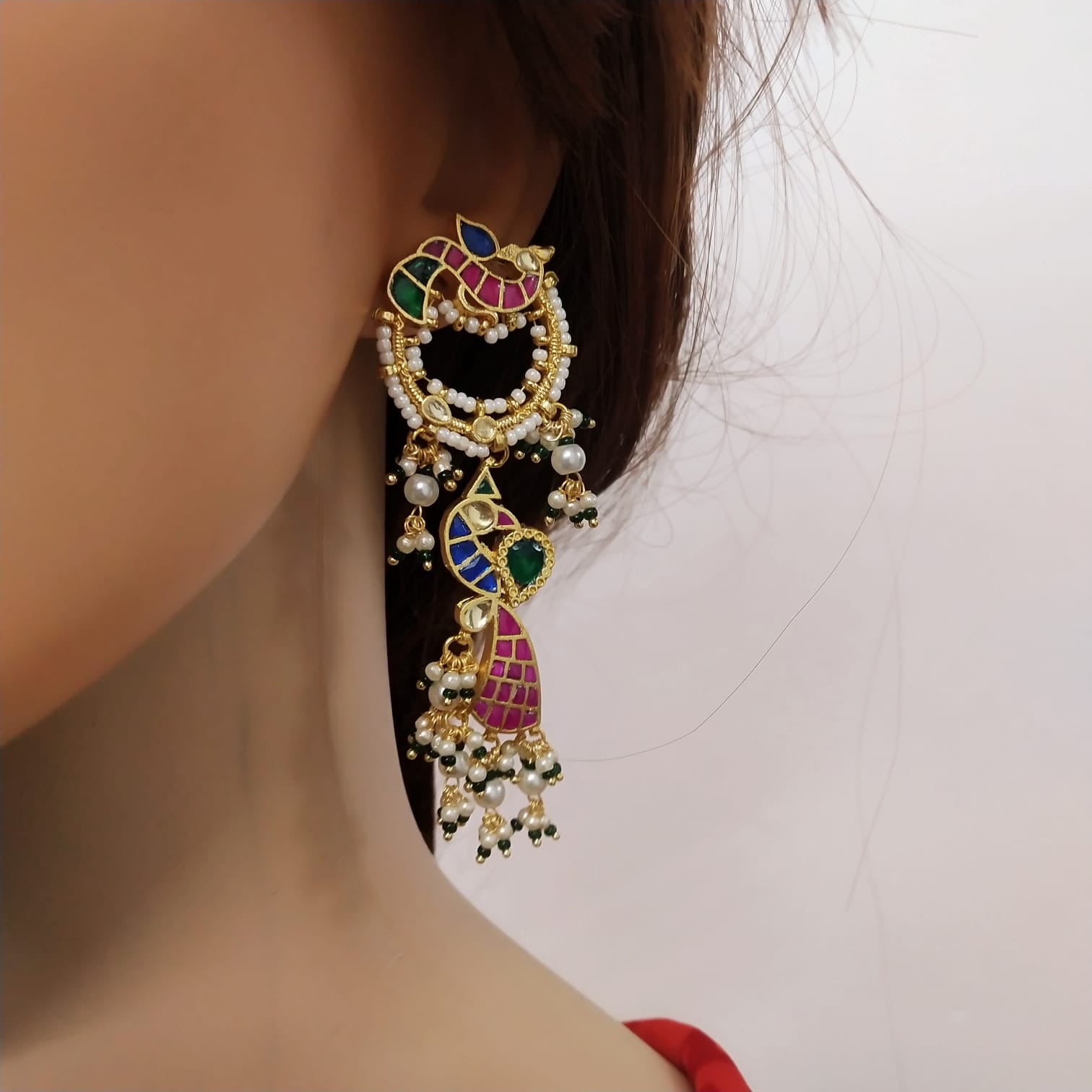 Peacock Kundan Earring