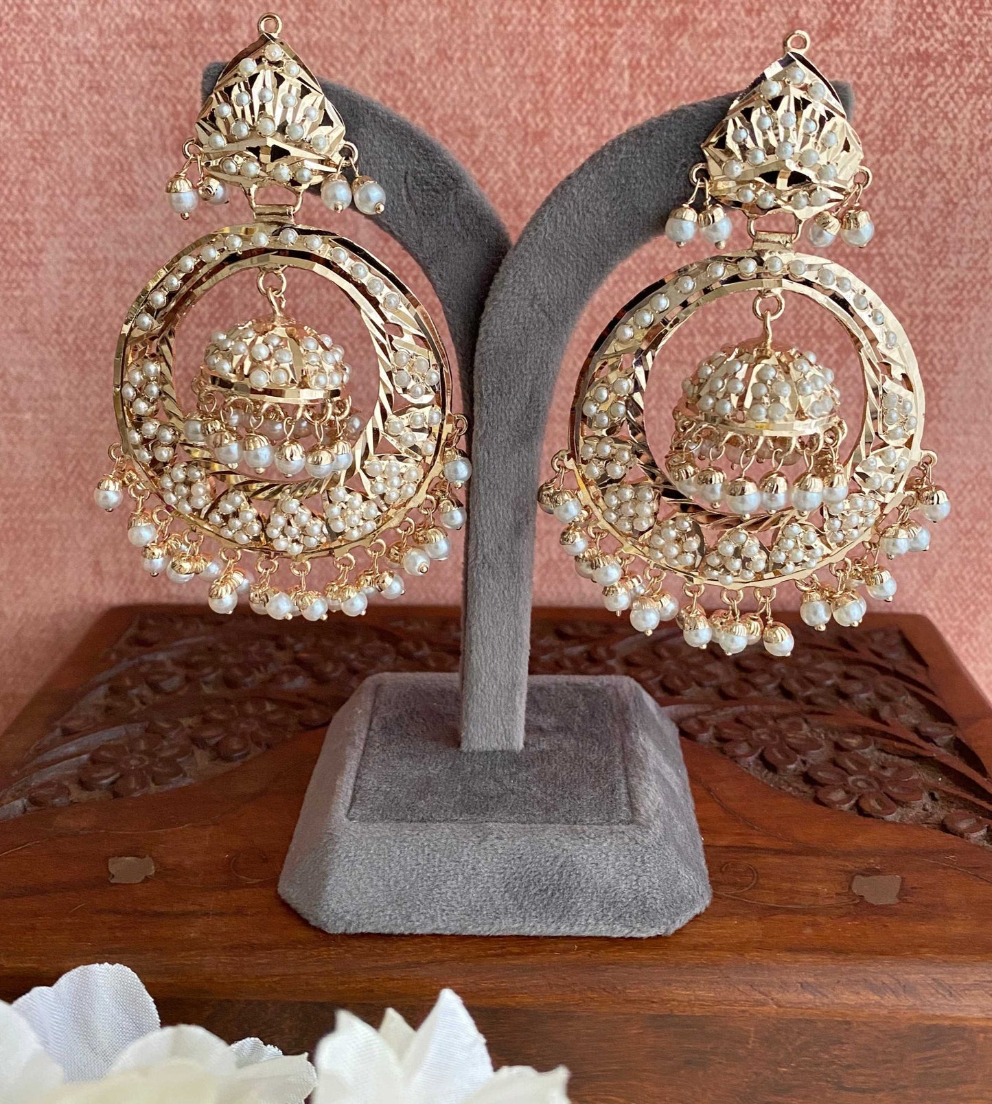 Jadau Jhumka chandbaali Earrings