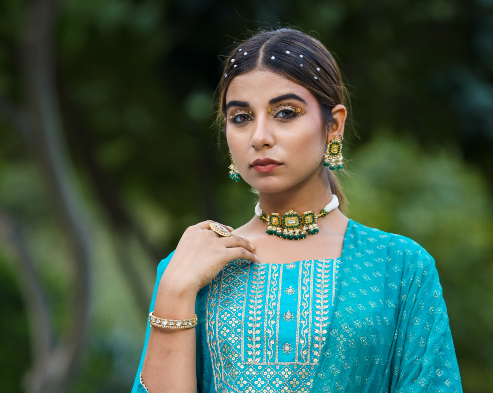 Green Kundan choker set