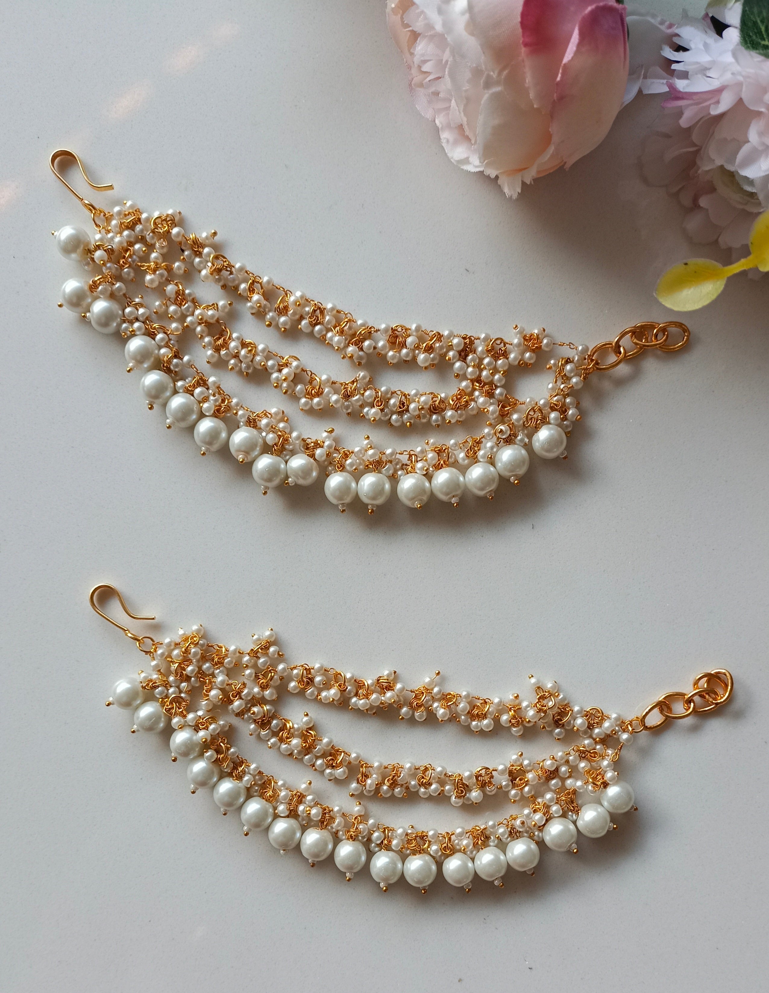 White Pearl Ear Chain