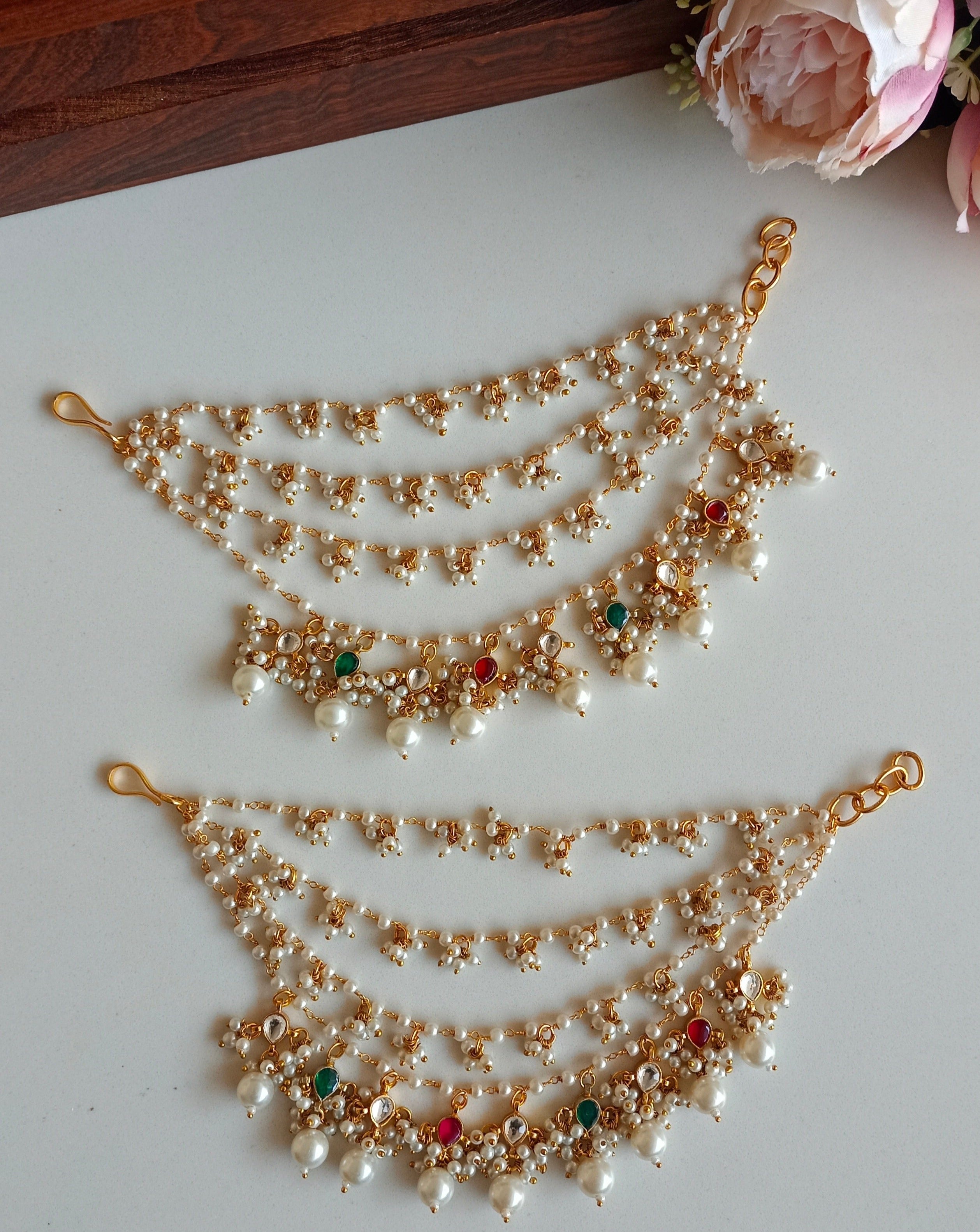 Multicolor kundan Ear Chain