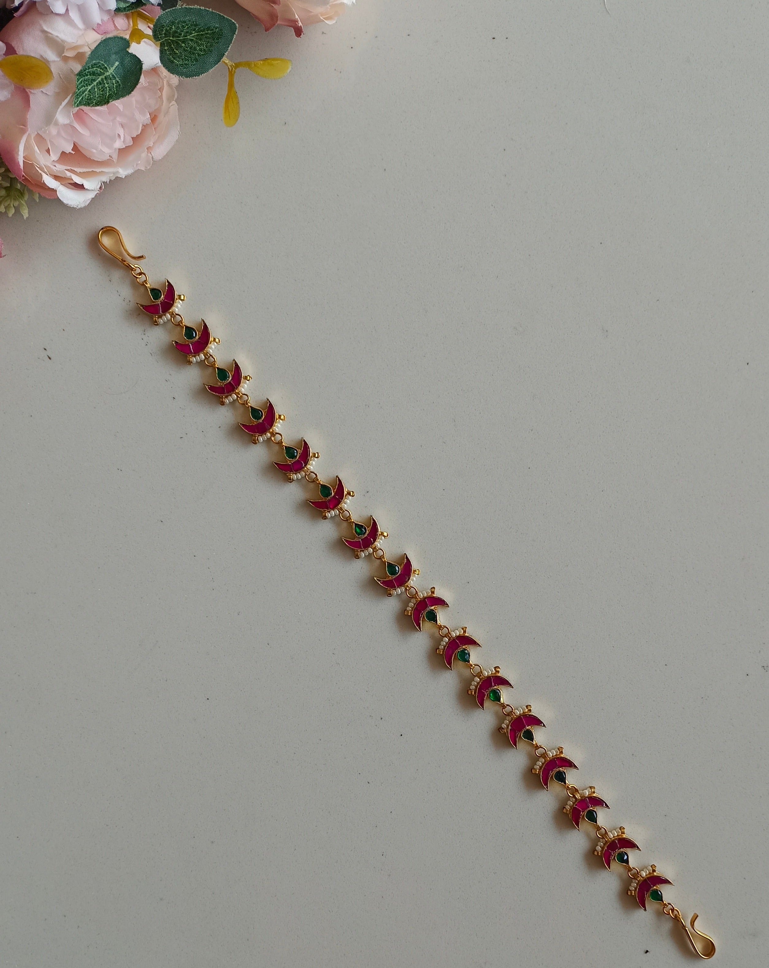 Pink Kundan Sheeshphool