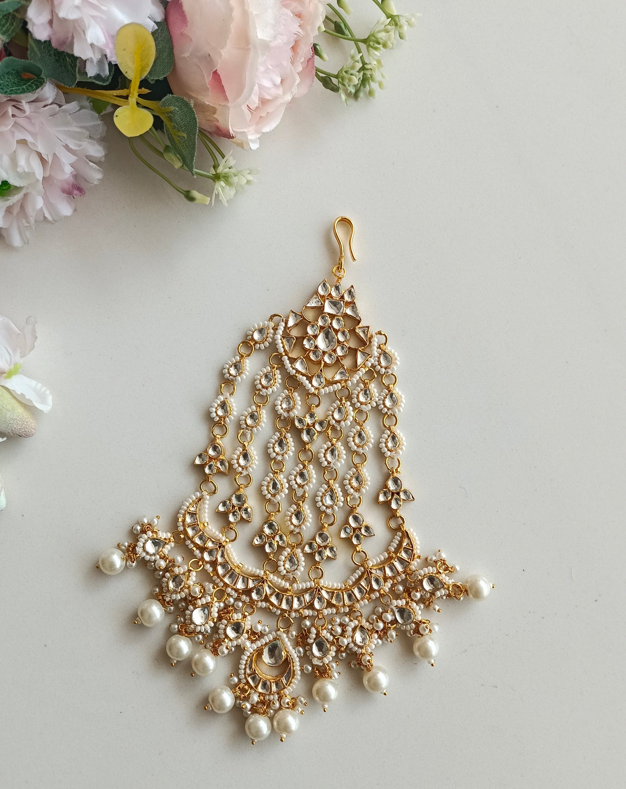 Kundan Passa With Pearl Drops