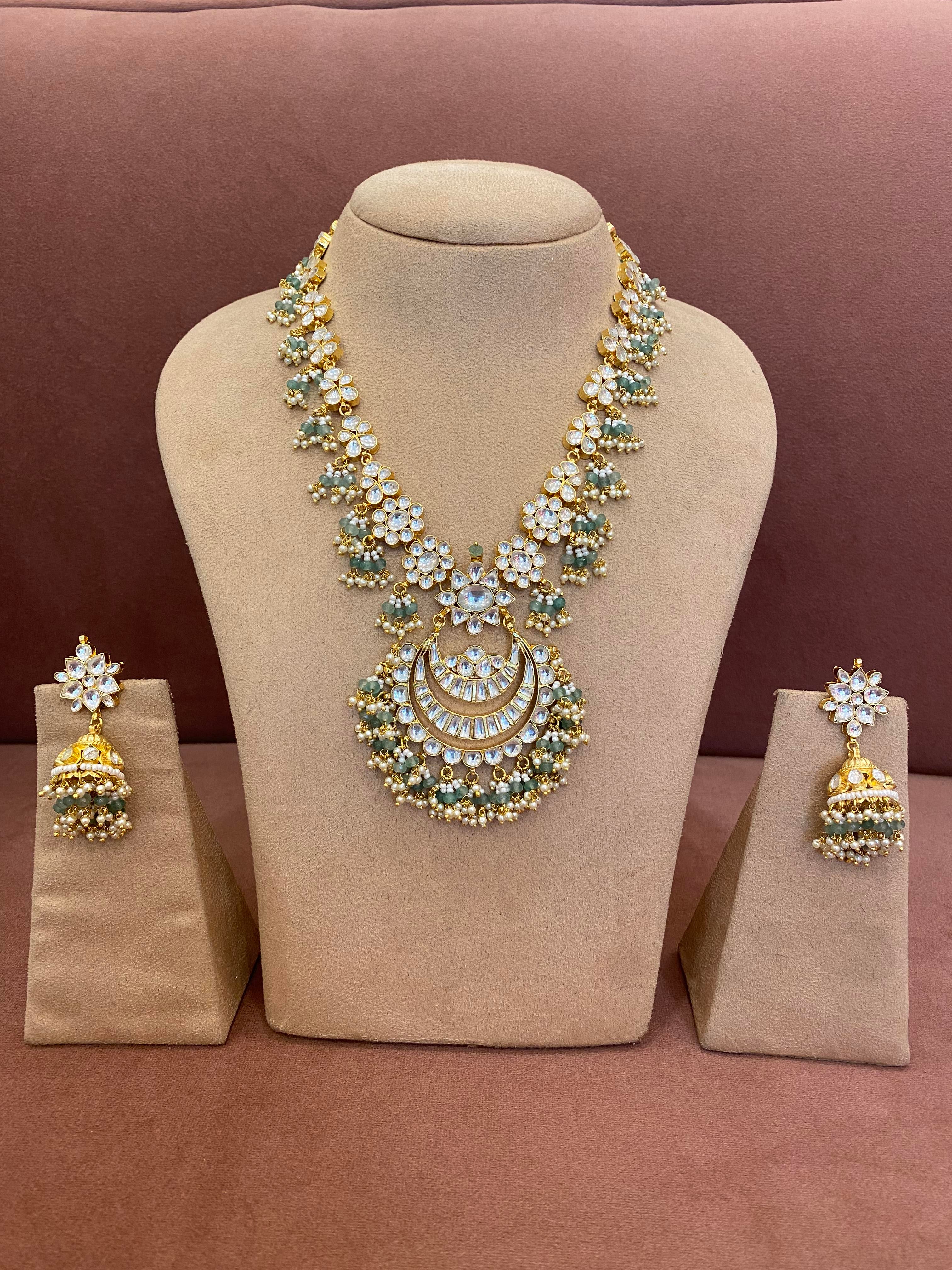 Kundan long set with Jhumka