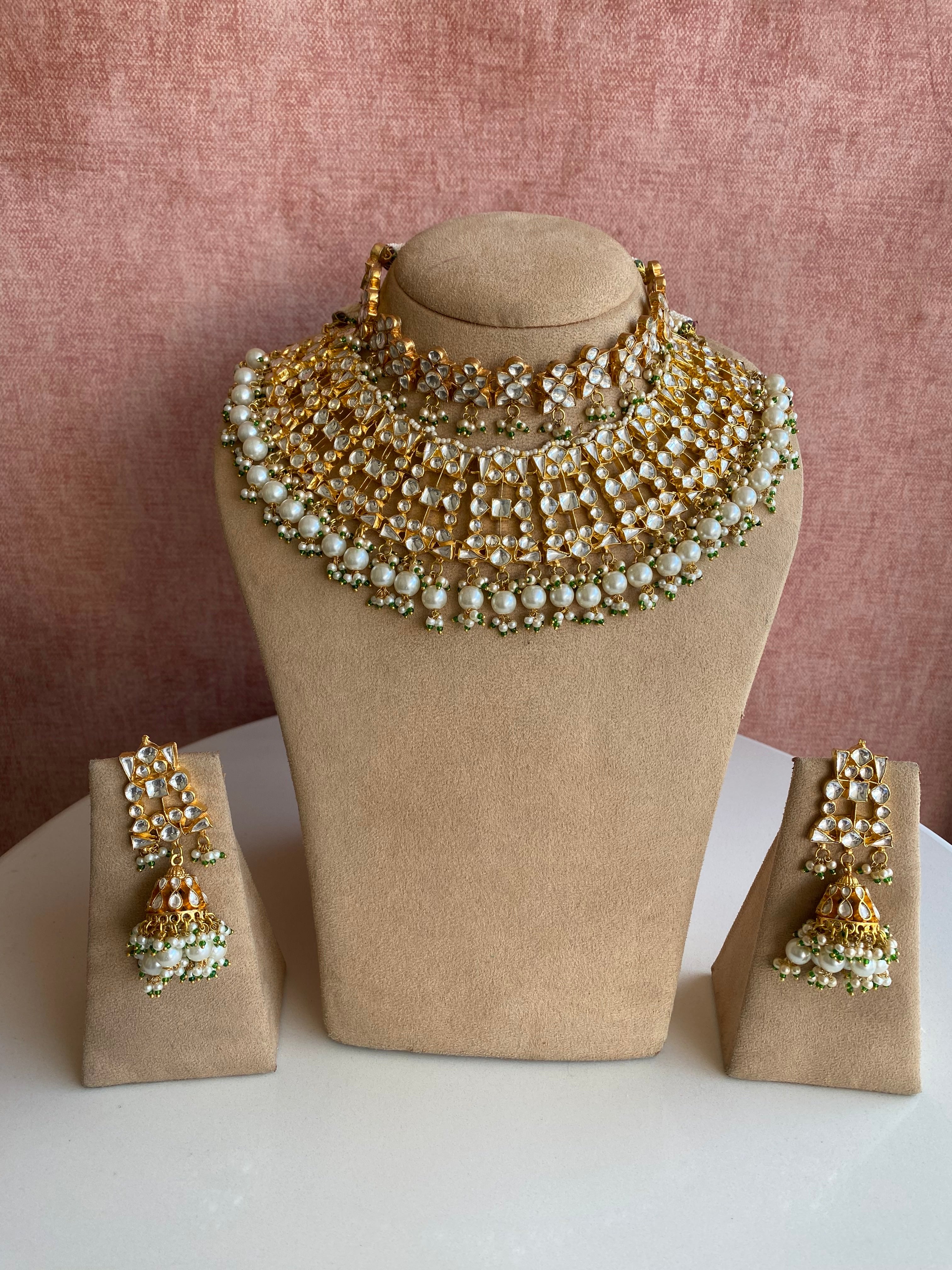 Kundan Bridal double set in pearls