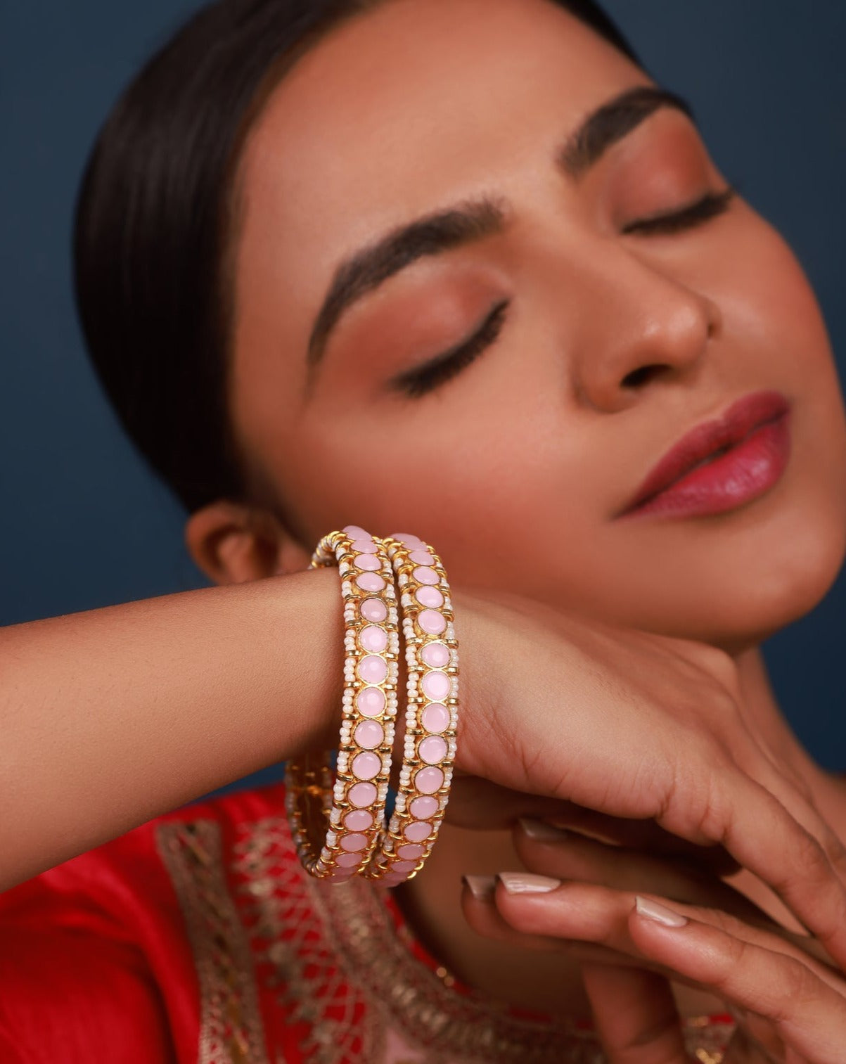 Pink Kundan Bangles