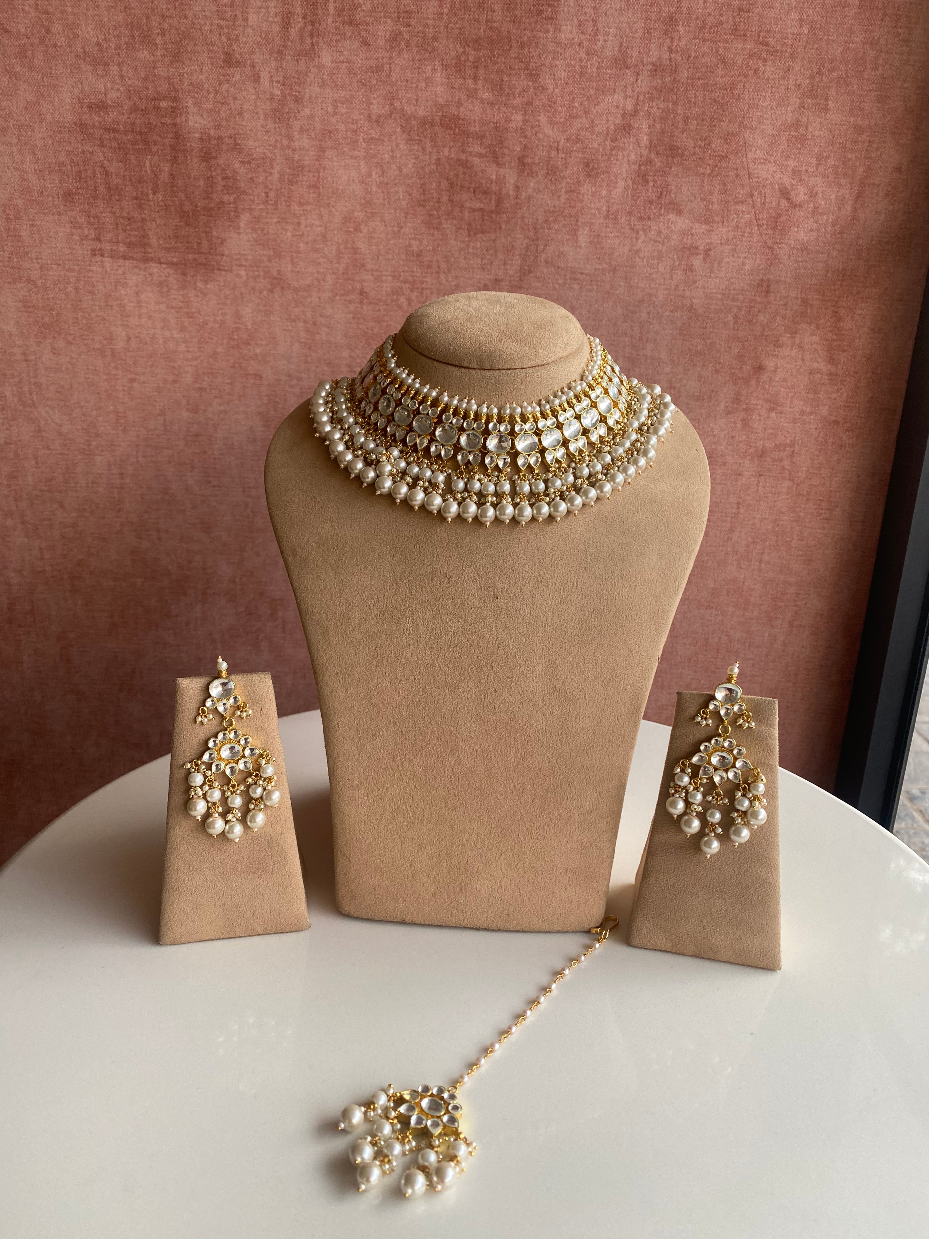 Kundan necklace set with tikka